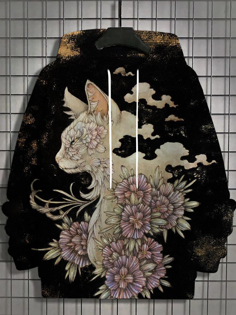 3d printed Japanese style kitten print men's hoodie fun hoodie men's hoodie casual fashion hoodie sweatshirt