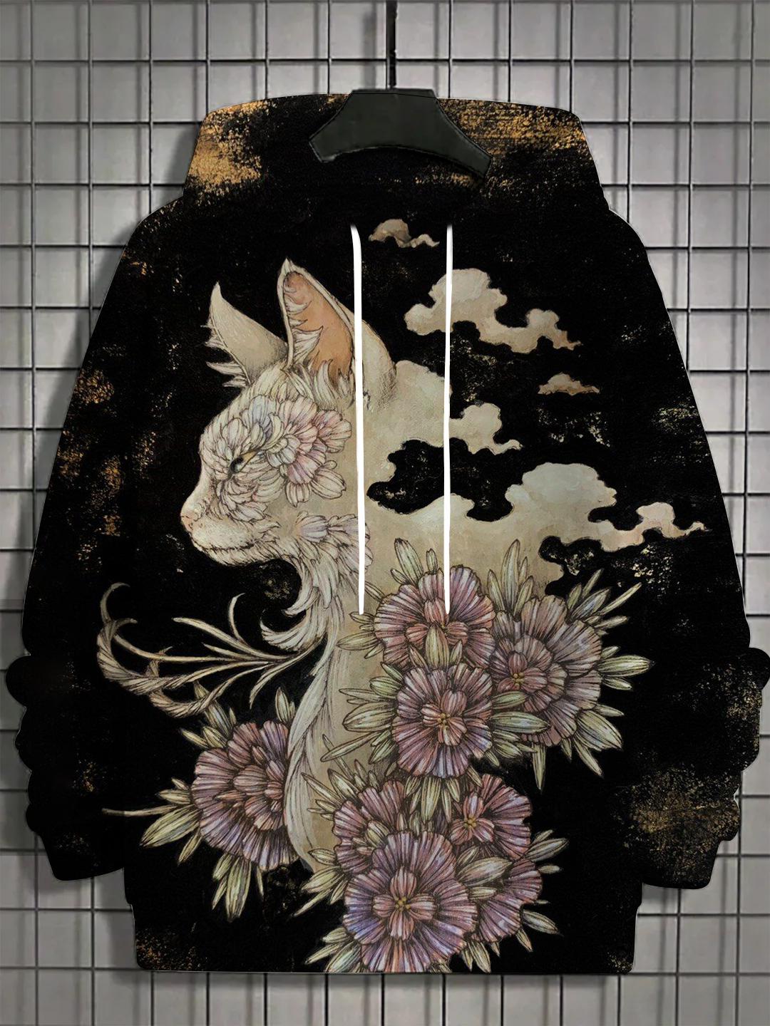 

3D-печатная мужская толстовка с капюшоном в японском стиле с принтом котенка, забавная толстовка с капюшоном, мужская толстовка с капюшоном, повседневная модная толстовка с капюшоном 3XL