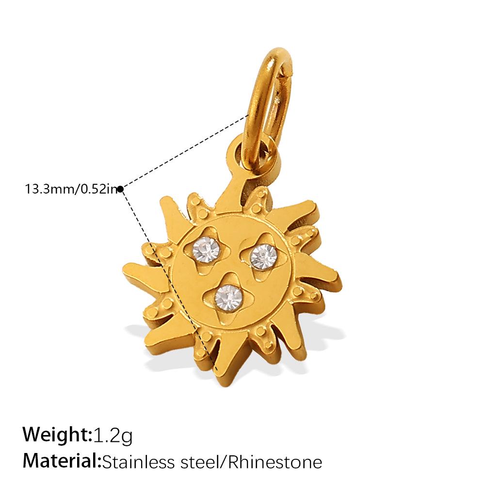 18K Gold-Plated Stainless Steel Moon Heart Diamond Pendant for DIY Jewelry
