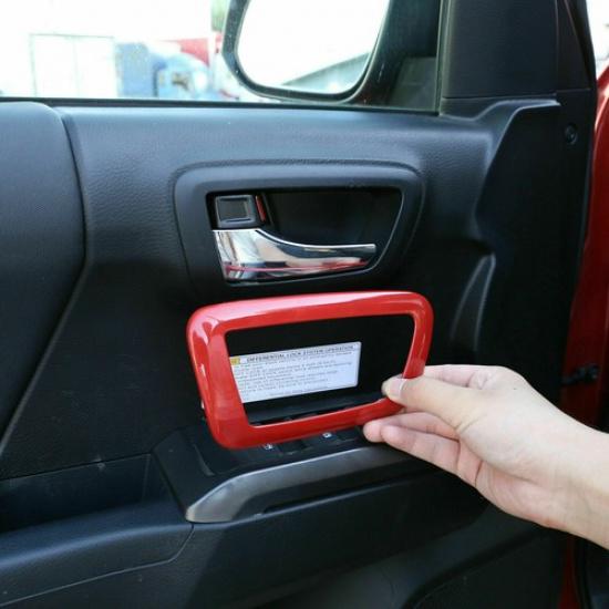 Innere Türgriffschale Rahmenverkleidung Rot ABS 2 Stück Für Toyota Tacoma 2016-