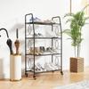 4-Tier Metal Plant Stand, Heavy Duty Ladder Shelf Potted Plants Display Rack with Lockable Wheels