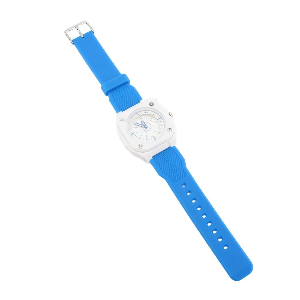 Water Resistant Sports Analog Unisex Watch Student Electronic Wristwatch for Nurses Doctors Students White Dial Blue