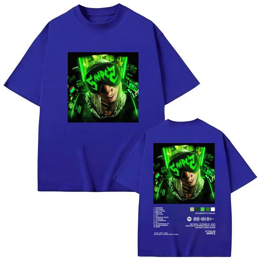 Rapper Lit Killah Album Double Sided Graphic T Shirts Hip Hop Fashion Short Sleeve T-shirt Men Women Oversized T-shirts