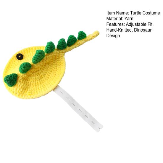 Dinosaur Turtle Costume Adjustable Cute Turtle Sweater Hand-Knitted Warm Apparel for Pet Tortoise Turtle Party Cosplay Costume Photo Shoot Accessory