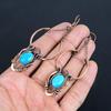 Sleeping Beauty Turquoise Earrings, 999 Copper Wire Wrapped Gemstone Jewelry, Handmade Earrings, For Thanksgiving