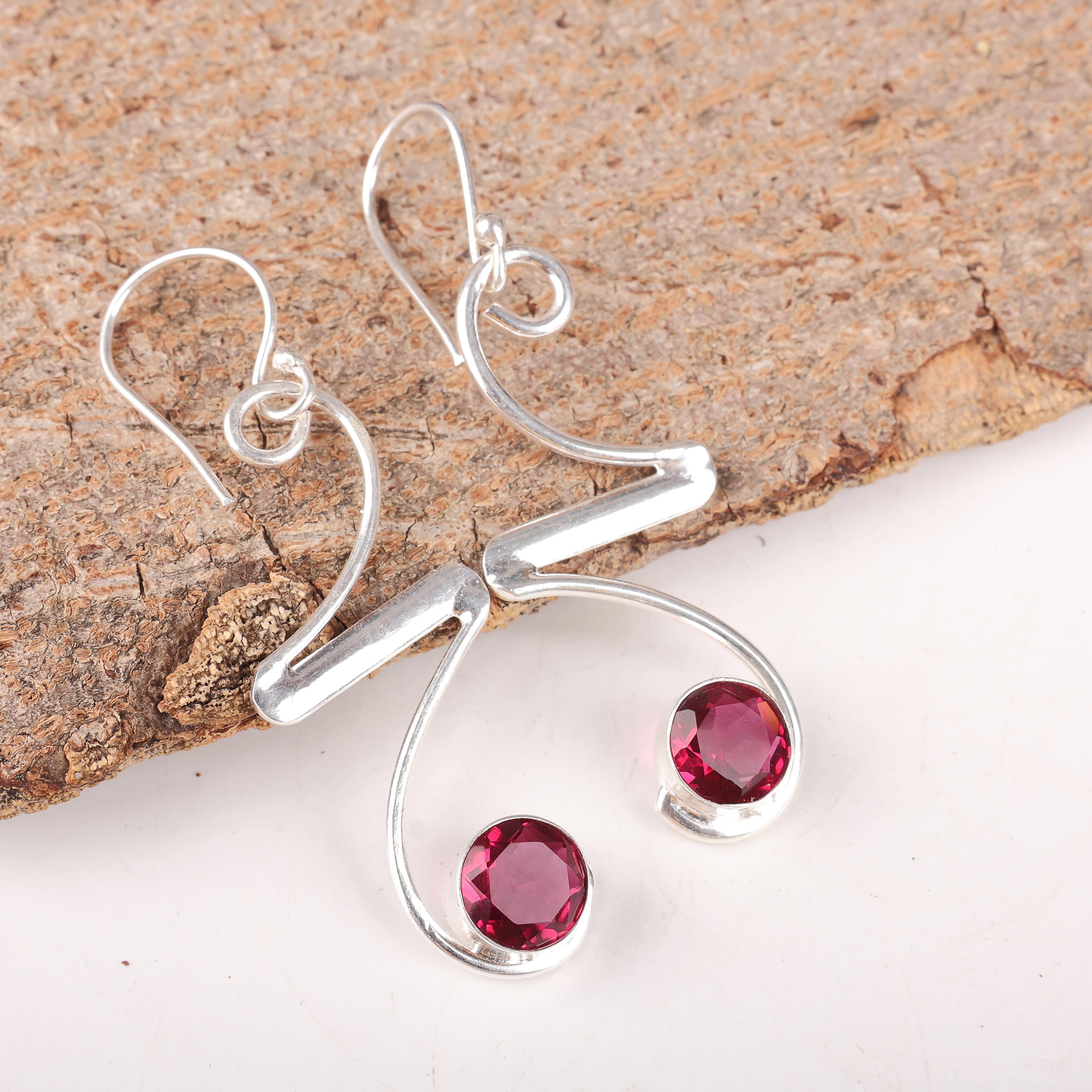 

Ювелирные изделия из розового рубеллита, серьги из стерлингового серебра 925 пробы, великолепные ювелирные изделия ручной работы, дизайнерские серьги в подарок сестре 2.35 Inches розовый