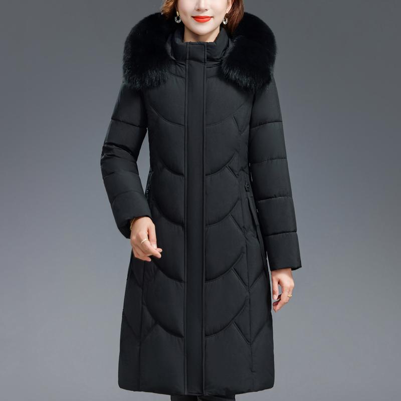 Middelaldrende Kvinners Kåper Vinter Lange Parkaser Hette Fuskepelskrage Tykke Varme Hverdagslige Kvinnejakker