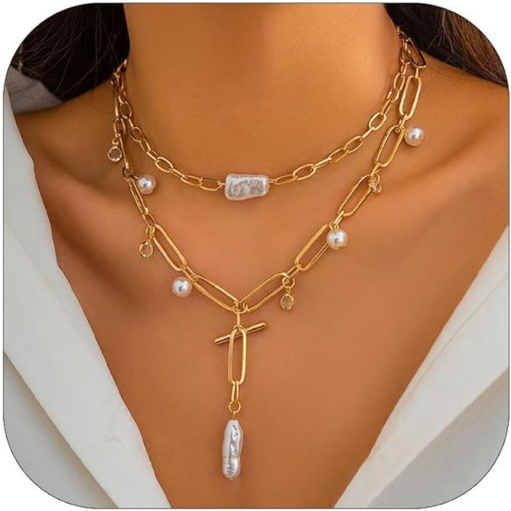 Paper Clip Necklace Bow Pentagram Shell Pearl Love Denim Boots Necklace