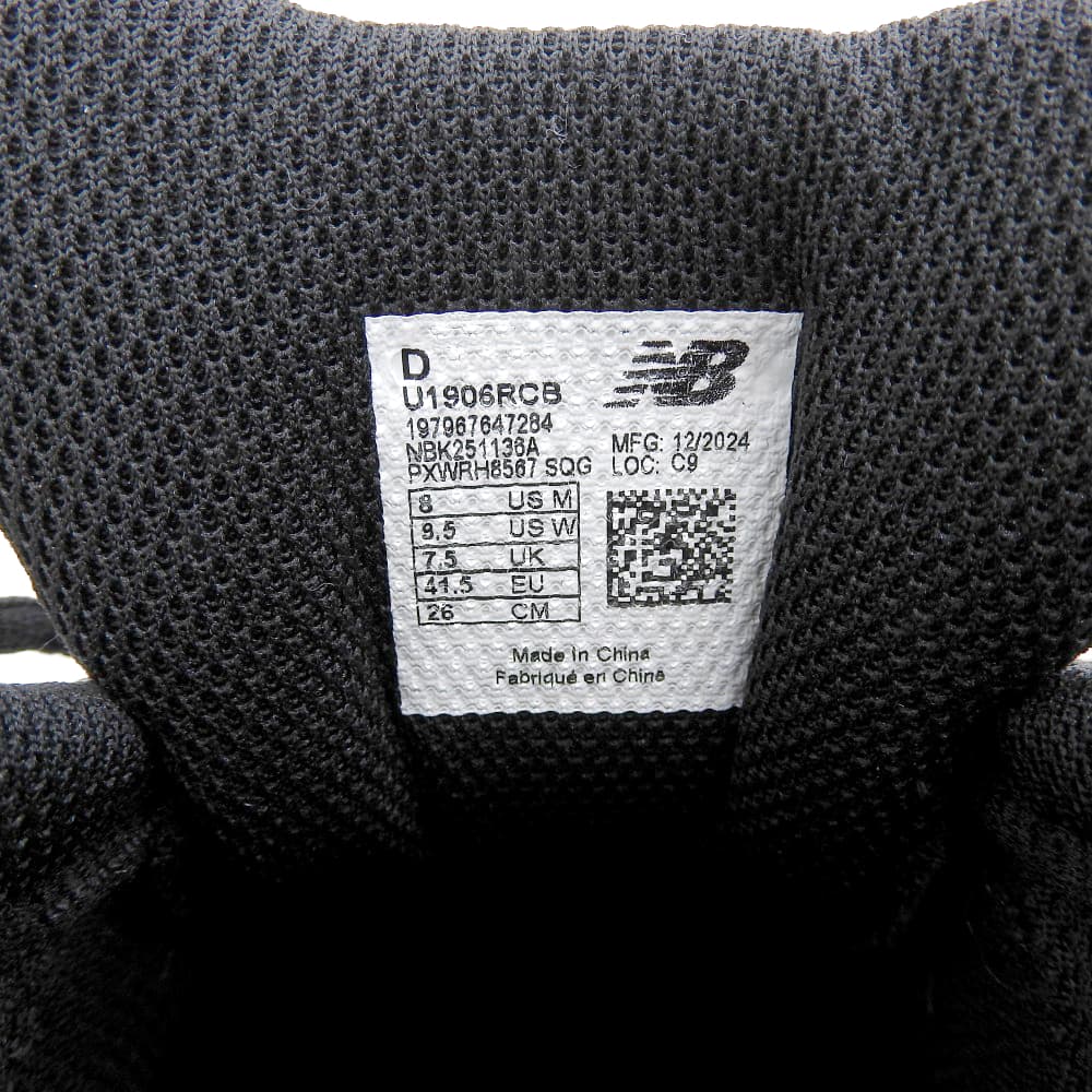 New Balance Men's Mesh Low-Top Sneakers, Black and Gray, 10.2" U1906RCB Shoes 8(US) Black GreyUsed