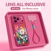 Colorful Flower Pattern Lanyard Phone Case For iPhone 17 ProMax 16 17 14 15 13 Pro Max 11 17e 16e Shockproof Silicone Soft Cover
