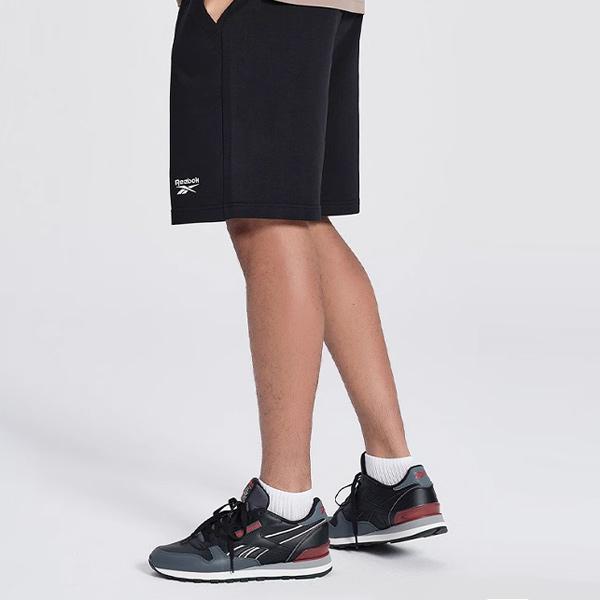 Reebok Solid Color Lace-Up Knitted Soft Comfortable Casual Shorts Unisex shorts Black 24SRM605UGH0
