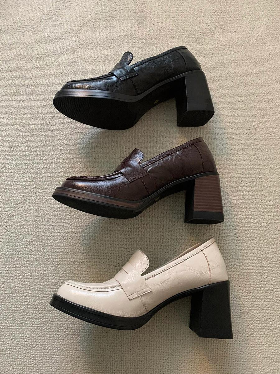 

Британский стиль ретро замшевые лоферы женские толстый средний каблук одна педаль черные универсальные маленькие кожаные туфли круглый носок мягкая подошва одинарные туфли 40