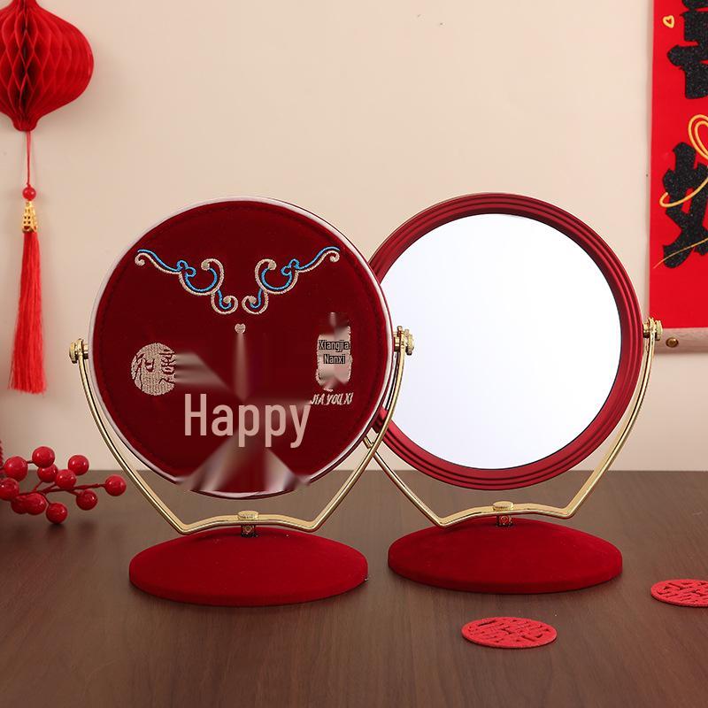 Bridal Dowry Red Mirror and Comb Set for Wedding Makeup.