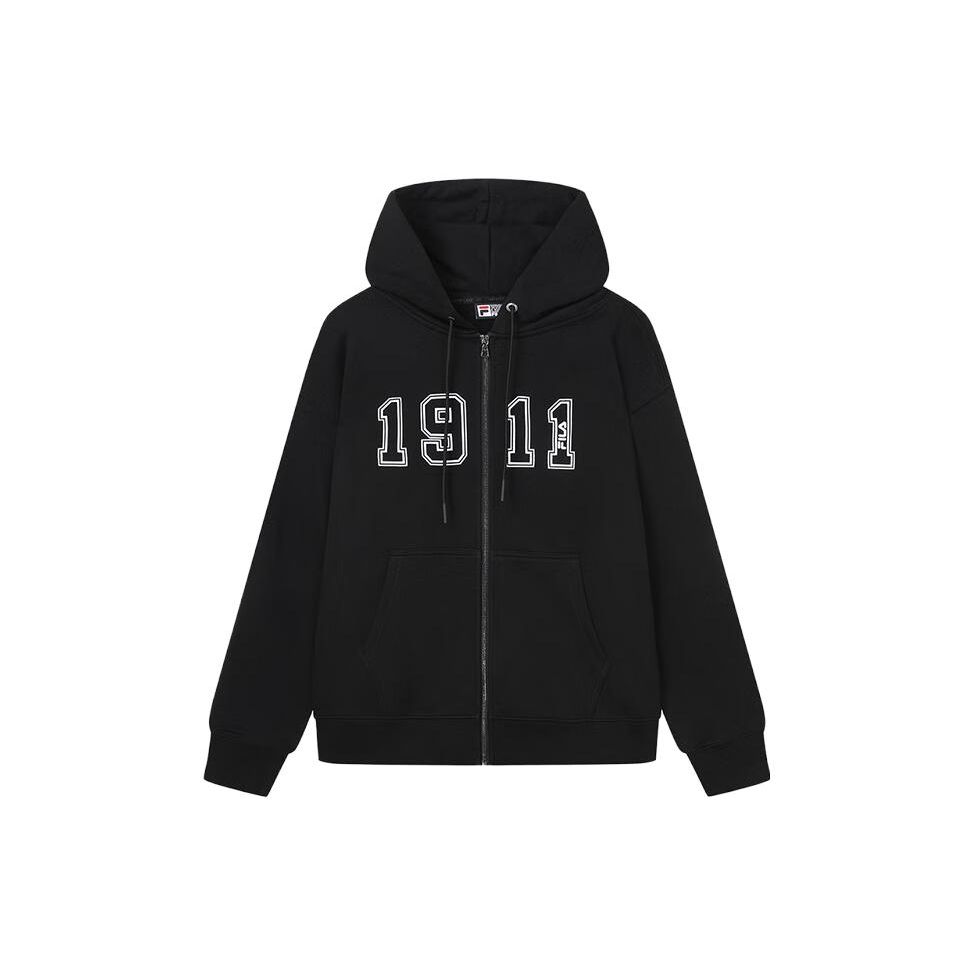 

FILA Digital Letter Zipper Hooded Long Sleeve Jacket Unisex jackets Black F11U339501F-BK M