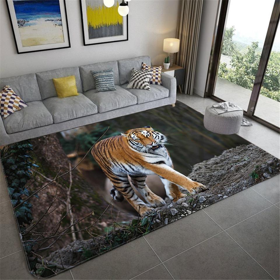 Animal Tiger Living Room Carpet Home Entrance Welcome Door Mat Children's Crawling Playing Soft Pad Bedroom Corridor Decor Rugs