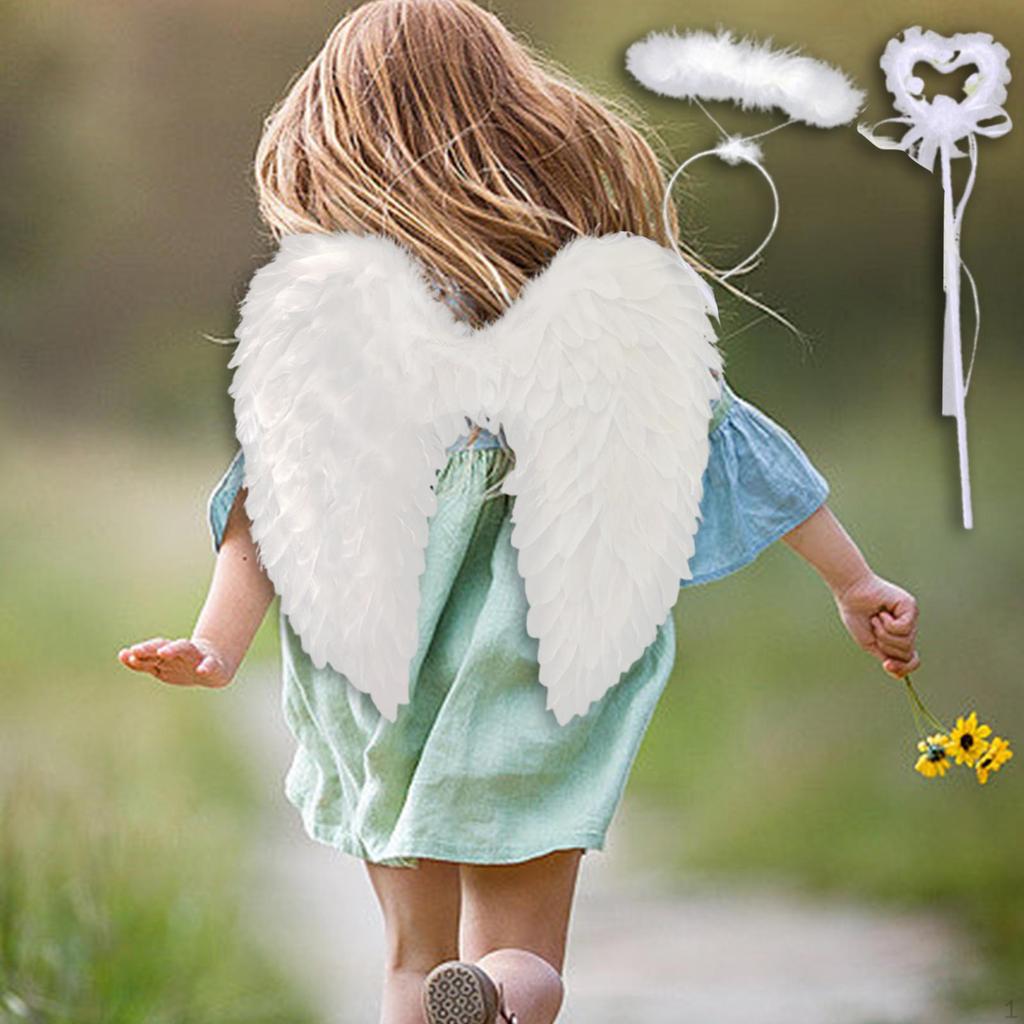 Angel Costume Wings with Halo and Elastic Shoulder Straps