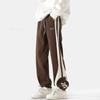 Men's Autumn Corduroy Contrast Color Sweatpants Vintage Warm Track Pants Streetwear Loose Casual Stripe Trousers