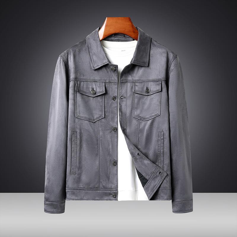 Spring And Autumn Suede Jacket Men'S Solid Color Simple Casual Fashion Trend Retro Tooling Jacket Price