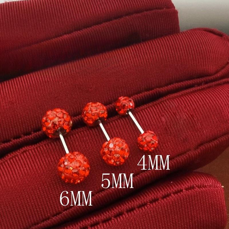 Screw Red Full Drill Stud Earrings, New Earbone Nails, Ear Hole Earrings