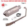 Slip On For Honda CBR125 CBR125R CB125R CBR 125 Motorcycle Exhaust System Front Link Pipe Muffler Escape Removable DB Killer