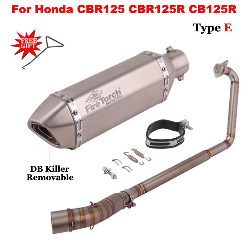 Slip On For Honda CBR125 CBR125R CB125R CBR 125 Motorcycle Exhaust System Front Link Pipe Muffler Escape Removable DB Killer