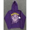 Felpa Sp5der Oversize Spessa in Pile con Stampa a Foglia Ragnatela Design Uomo Inverno Casual