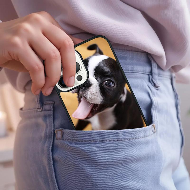 Boston Terrier Dog Faces Phone Case For iPhone 17 Air 15 16e 14 13 Pro Max Coque 12 11 Pro Max PLUS Cover