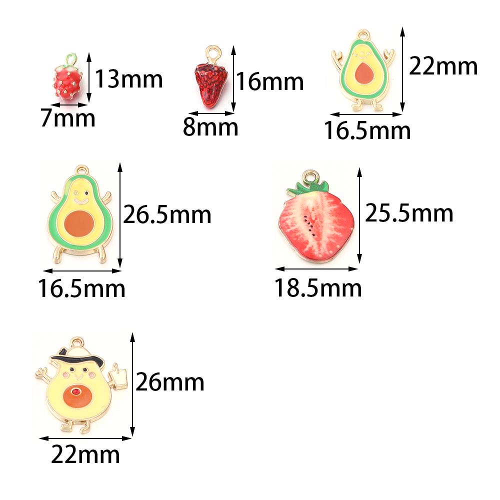 10Pcs/lot Fruit Series Alloy Charms Pendant Avocado Strawberry Shape Fashion Pendant DIY Earrings Necklaces Jewelry Accessories