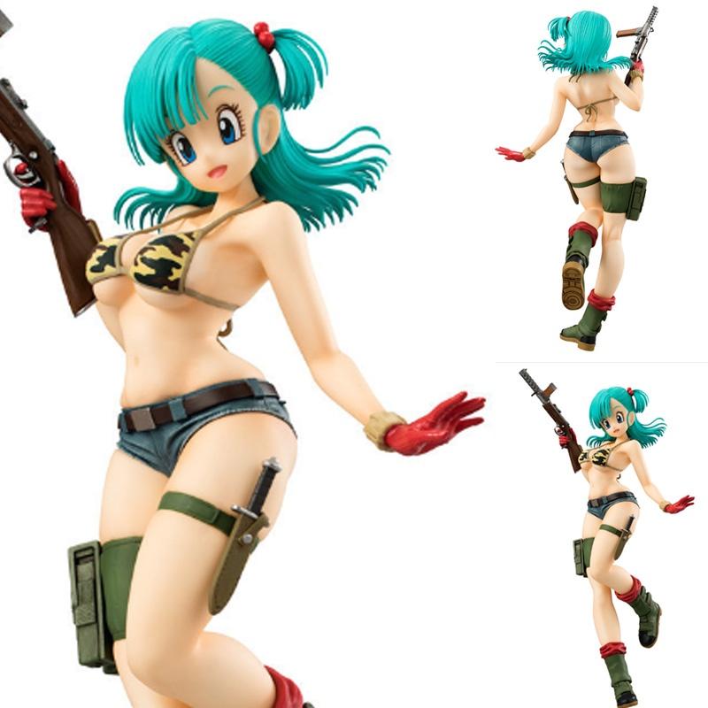 Dragon Ball Girl Figure Pvc Material, Cartoon Anime Style, Bulma Military Uniform, Bikini