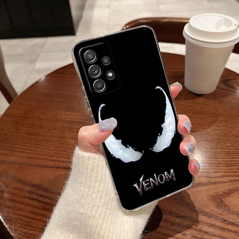 Marvel Black VENOM Art Clear Case For Samsung Galaxy A57 A37 A56 5G A36 Cases A55 A54 A35 A26 A07 A17 A16 A06 A36 A15 Soft Cover