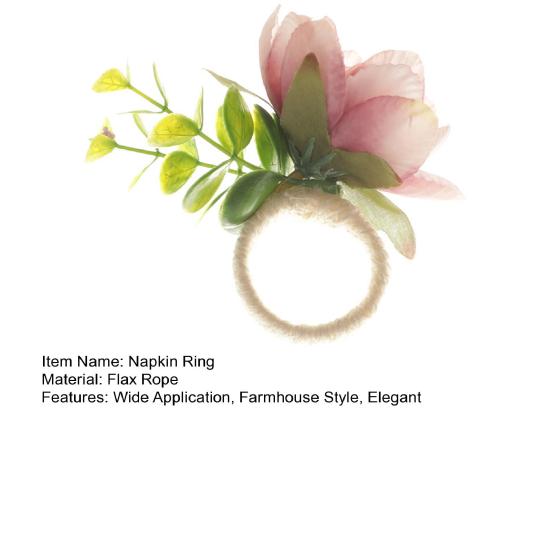 Artificial Flower Napkin Ring Rustic Floral Napkin Holder with Faux Berries Elegant Farmhouse Napkin Rings for Dining Table Decor Weddings