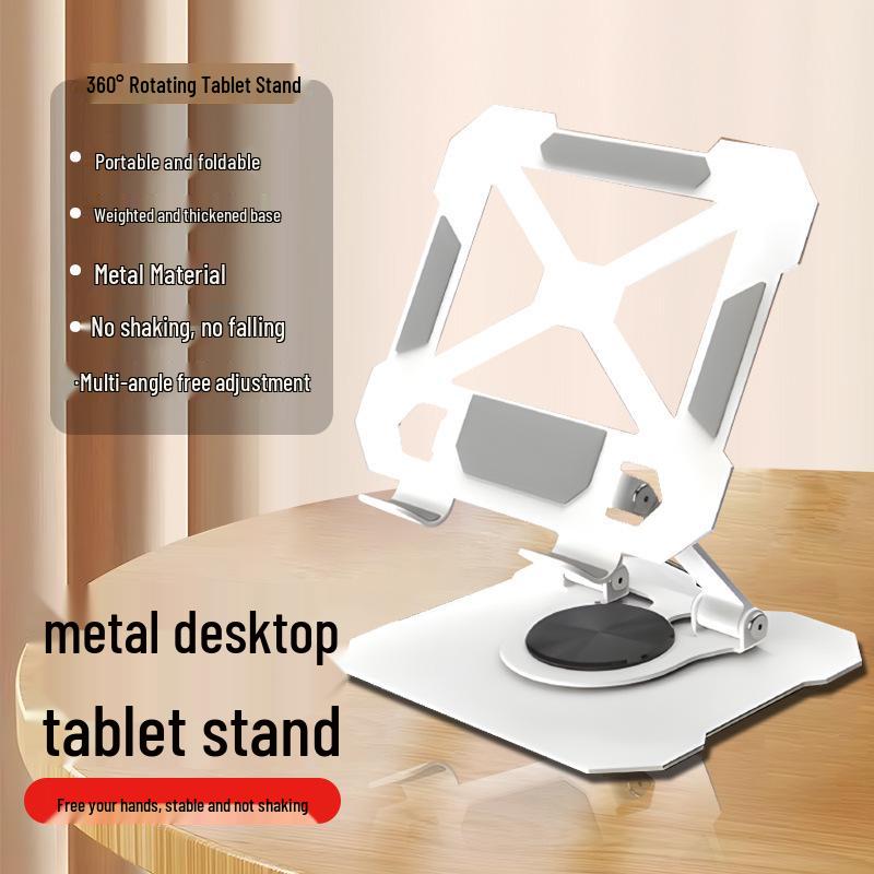 Foldable Metal Laptop & Tablet Stand with 360° Rotation and Double Rod Support