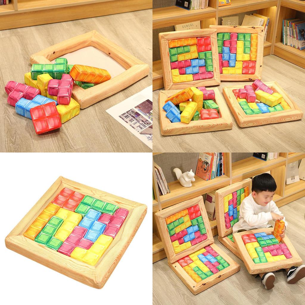 Adorable Cartoon Tetris Plush Cushion Toy Soft Crystal Velvet Sofa Pillow