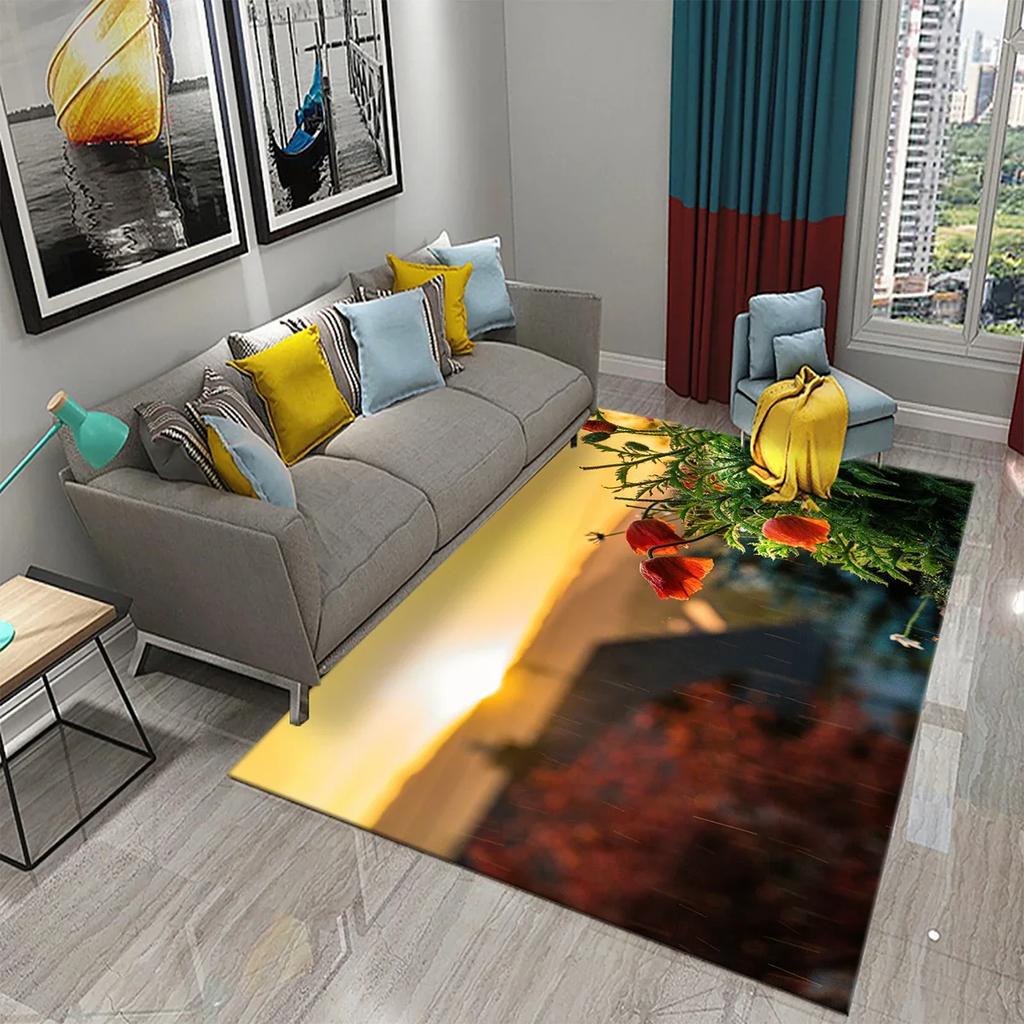 3D Flowers In The Morning Light Carpet for Kids Play Crawling Mat Boys Girl Bedroom Bedside Decor Floor Rug Living Room Carpet