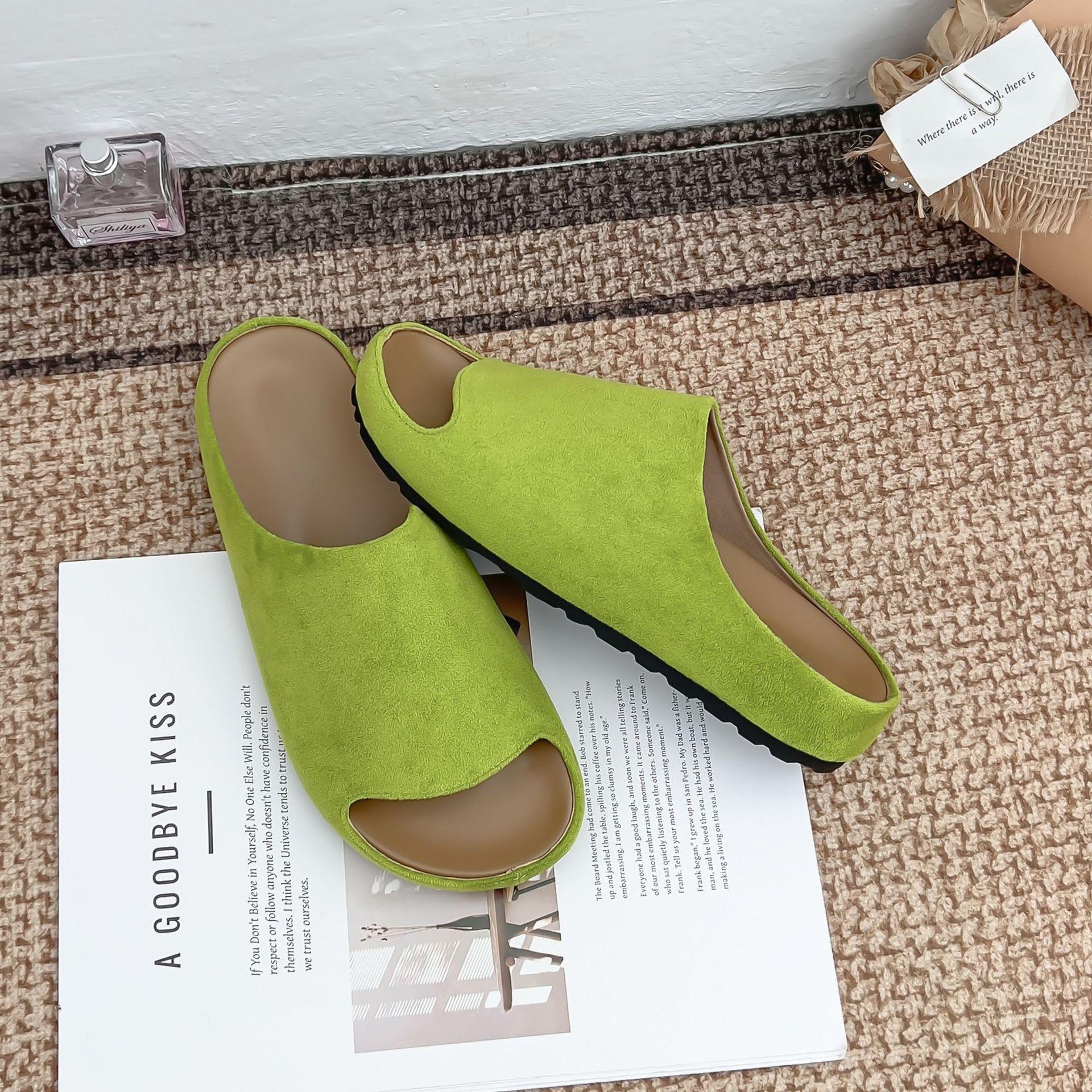 

Платформенные тапочки женская обувь высокого класса в повседневном стиле слово с обувью Boken корейская версия универсальные 2025 новые сандалии 39 зелёный