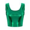 Fashion Women's Shiny Leather Metallic Sleeveless Scoop Neck Crop Tank Tops