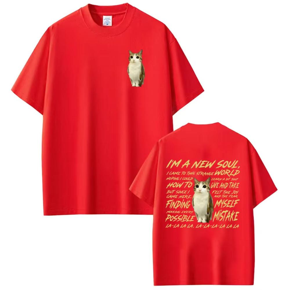 Meowl Cat Owl Funny Meme Double Side Print Tshirt Mens Clothing Fashion Harajuku Short Sleeves Tshirts Cotton Casual T Shirts