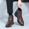Fashion Retro Brand Men Autumn Fashionable and Comfortable High Top Leather Shoes Classic Men Pointed Side Zipper Breathable Short Boots