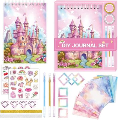 48 Pcs DIY Journaling Kit for 4-13Y Girls, DIY Journal Set with Stickers, Girls Scrapbook Kit, Arts and Crafts Gift for Birthday