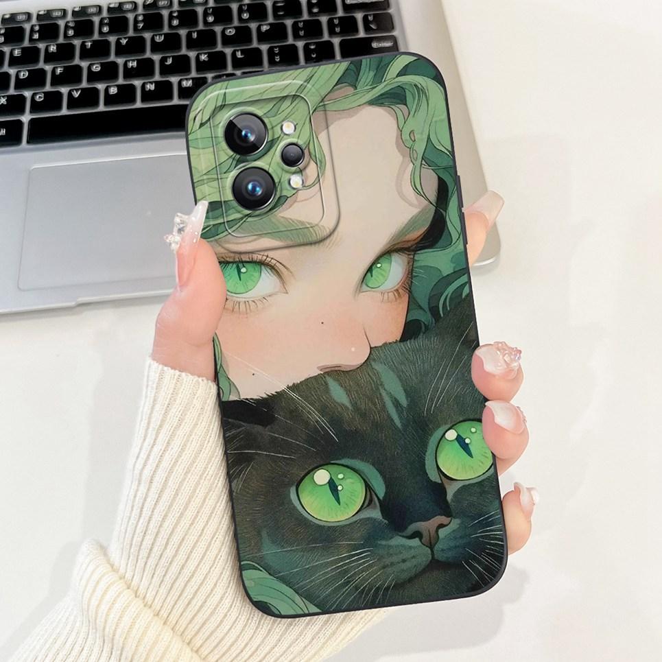 Cartoon Case For Realme GT2 Pro RMX3301 / Realme GT Neo2 GT 2 Bumper Soft Liquid Silicone Back Cover Flower Luxury Phone Shell