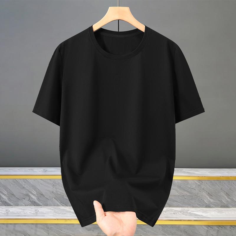 Men's Plus Size Solid Color Crew Neck T-Shirt – Loose Fit Short Sleeve Basic Tee (5XL-13XL)