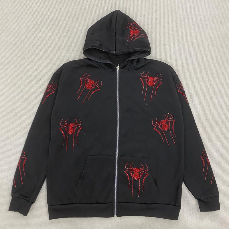 Y2K Эстетические топы Спортивная куртка в стиле панк Уличная одежда Толстовка в стиле хип-хоп Большие толстовки с графикой L чёрный