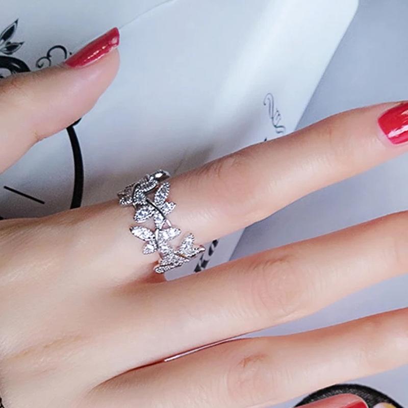 

CAOSHI Sparkling Butterfly Finger Ring Lady Luxury Engagement Party Accessories Gold Color/Copper Color Bright Zirconia Zircon 6