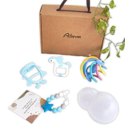 Agaphra Baby Teether Gift Set, 6 Types, Blue, 1 Set, Korean Baby Products