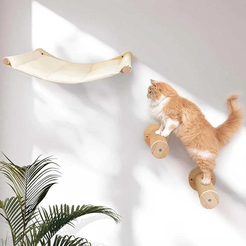 Wandmontierte Katzenhängematte, Platzsparend, Sisal Abriebfester Katzenklettergerüst Haustier Aktivitäts Ruhe Set Indoor Katzenmöbel