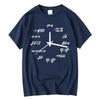 Summer men's 100% pure cotton T-shirt, casual math clock printed round-neck casual short-sleeved top