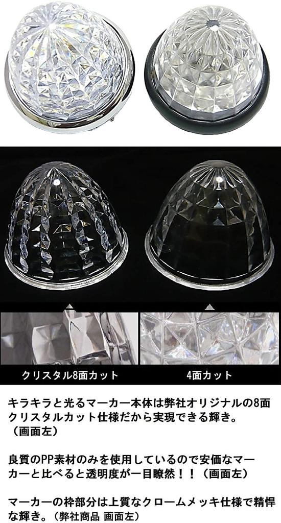 Customize 24V Truck LED Marker Lamp Side Marker Plated Ring 8 Sides Crystal Cut