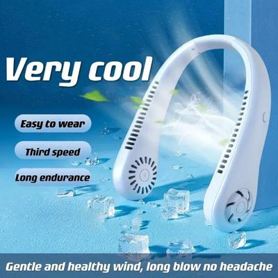 Mini Neck Mounted Fan Portable Bladeless Neck USB Rechargeable Air Cooler 3 Speed Mini Summer Sports Fan Outdoor Air Cooling Fan