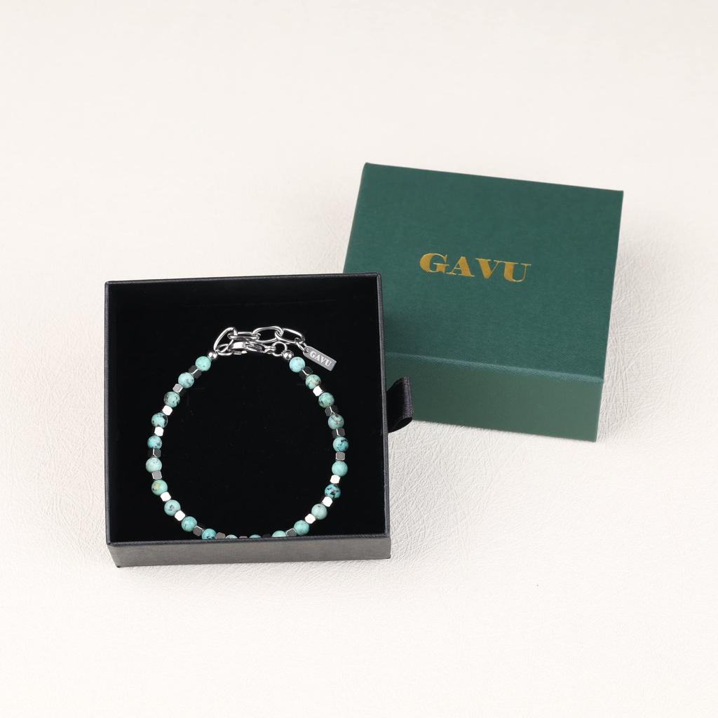 GAVU African Turquoise Stainless Steel Power Stone Bracelet for Men