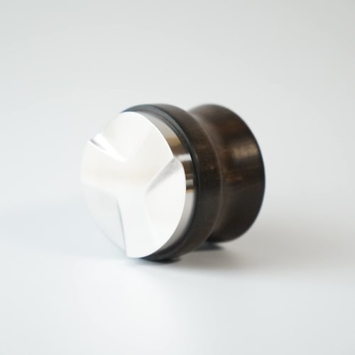 FUN COFFEE Distributor, 58mm Espresso Tamper, Coffee Equipment for Espresso Machines, Wooden Handle, Stainless Steel, Commercial Use, Three Inclined B
